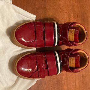 Bally Henrick Men’s Designer Red Leather High Top Sneaker with Velcro